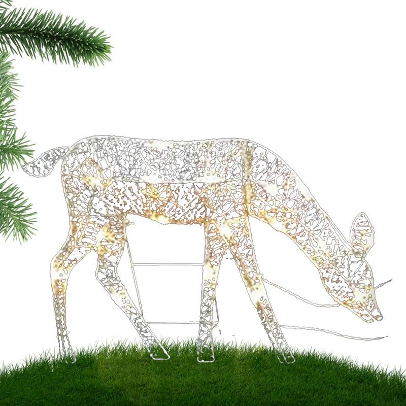 Lighting Decoration Stand - 防水照明付きの白い鹿のスタンドライト,電池式,お祭りの芝生のライト,トナカイのクリスマスデコレーション,お祝い
