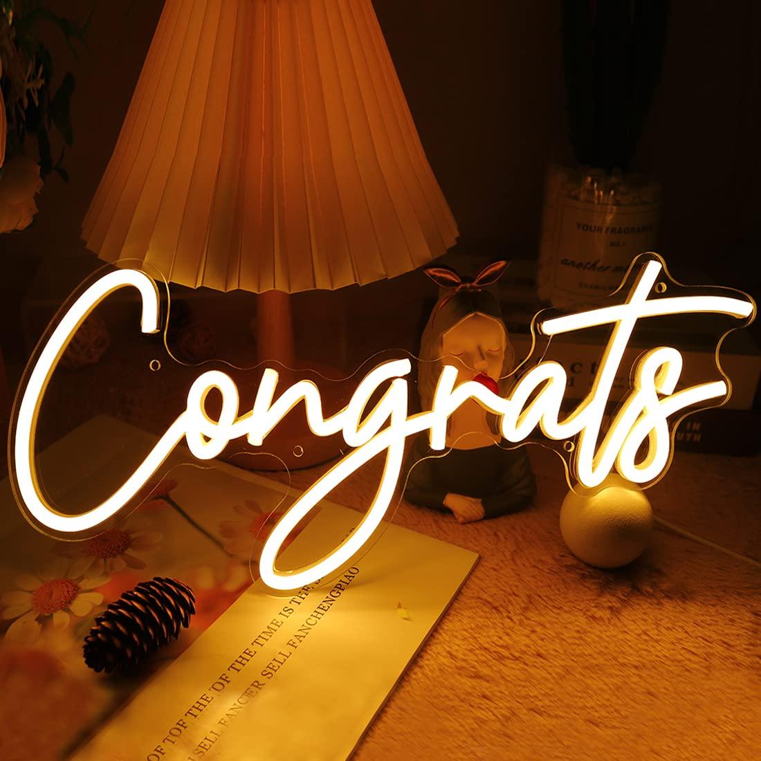 Lighting Decor Wedding - おめでとうネオンサイン USB調光可能LEDライト 卒業式 結婚式 誕生日パーティー お祝い背景