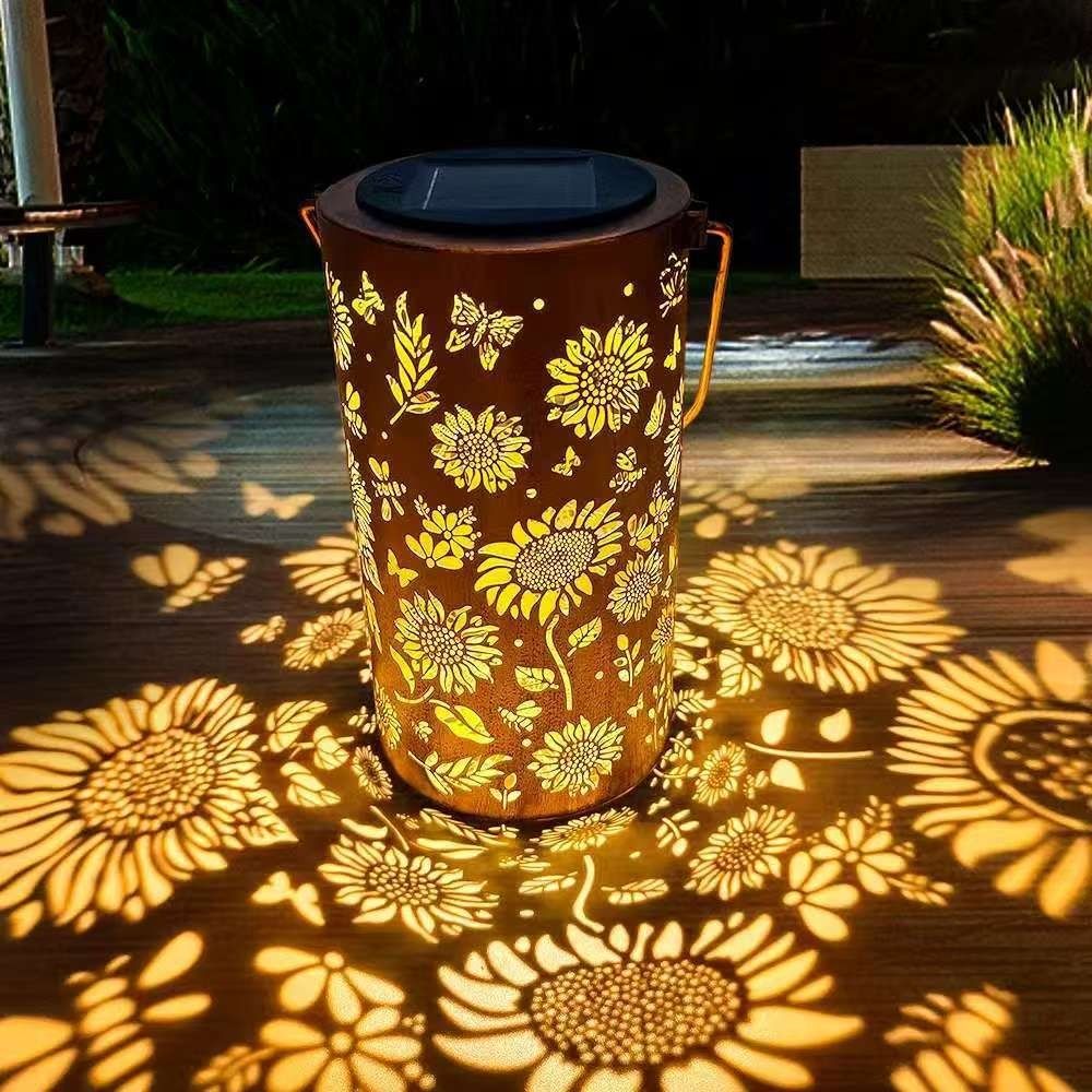 Lighting Decor Outdoor - ひまわりライトとシャドウライト防水屋外ライトソーラーパワーで夜の通路、芝生、庭、パティオの装飾照明に使用