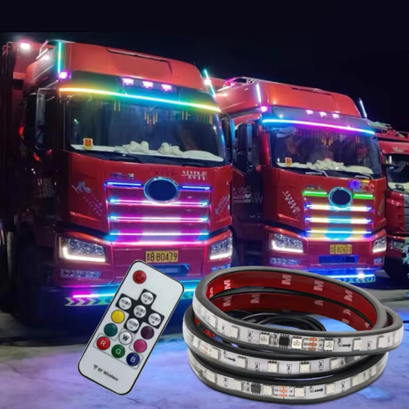 Lighting Bolt Decor - LEDトラック警告灯バー,装飾ライトバー,フレキシブル,防水,リモコン付きムードライト,24v,1.5m, 2.4m