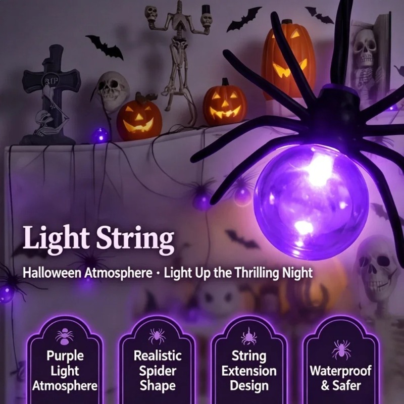 Lighting Decor Outdoor - 電池式スパイダーLEDストリングライト、ハロウィン屋外装飾、庭やガーデンパーティー用