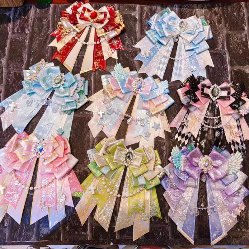 Decor Lighting Fans - オリジナル手作りリボン飾り 黒金二重蝶結びピン イタバッグ、コンサートライトスティック、ファンバッジDIY用