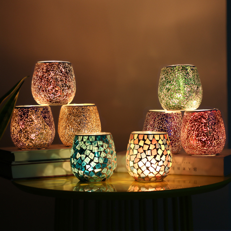 Restaurant Lighting Decoration - 手作りモザイクパッチキャンドルホルダー家の装飾装飾品デスクトップ装飾ディナーライトホテルレストラン装飾ウェディングキャンドル