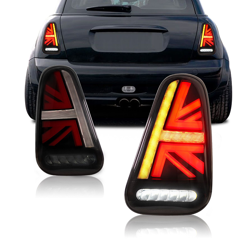 Union Lighting & Decor - ユニオンジャックスタイルLEDテールライト2個セット新品、ブレーキ・リバース・ターンシグナル付き、BMWミニクーパーR50 R52 R53 2001-2007年式対応
