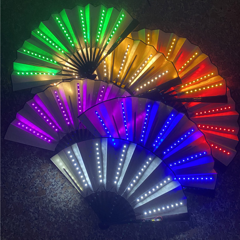 Decor Lighting Fans - LEDライト付き折りたたみ式扇風機,ポータブル,バー,ディスコ,パーティーの装飾,色変更ファン