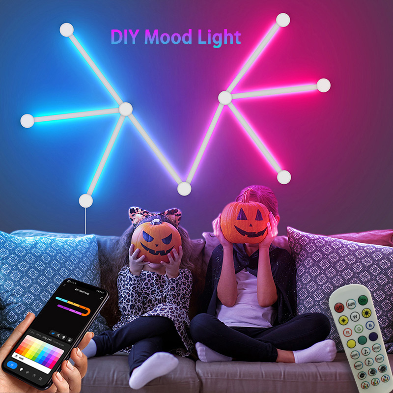 Lighting Decor Ideas - スマートRGBウォールランプ、Bluetoothアプリ接続LEDライトバー（音楽パーティー用）、DIYテレビバックライト、寝室ゲーム用雰囲気装飾