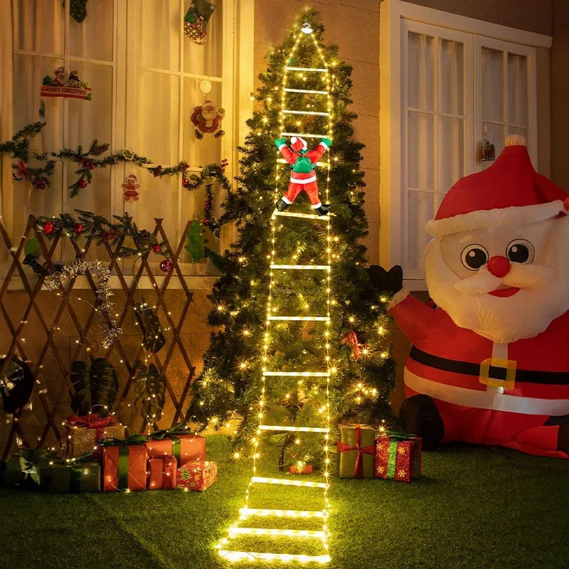 Lighting Decor Outdoor - LEDクリスマスライト クリスマス装飾用はしご型ライトストリング サンタクロース付き 室内/屋外 窓/庭/クリスマスツリー飾り