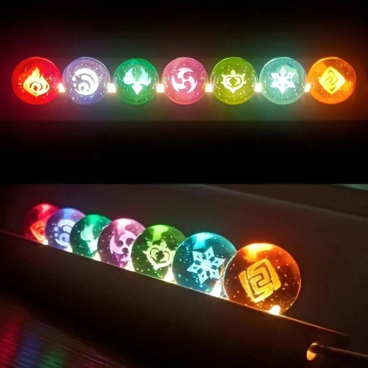 Elements Lighting Decor - ゲンシン-インパクトクリスタルボール,7要素のボール,3Dモデルのおもちゃ,コスプレ,誕生日プレゼント,家の装飾,常夜灯,3cm
