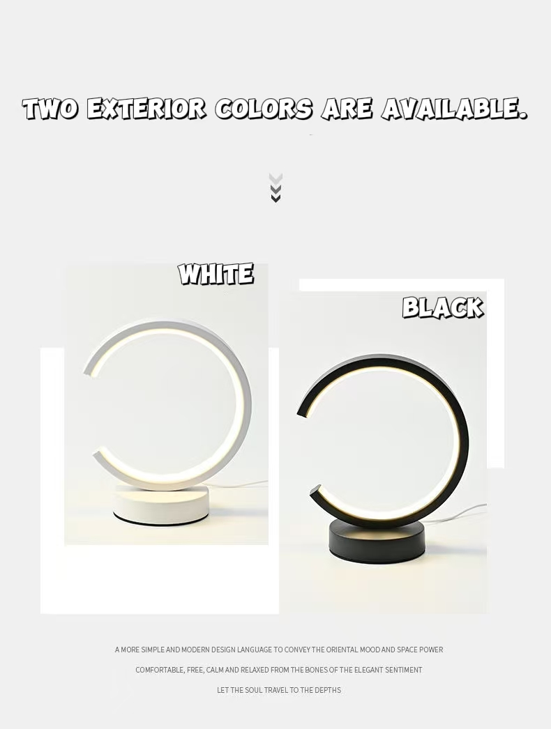 Restaurant Lighting Decoration - 20 センチメートル LED シンプルな円形リングテーブルランプ寝室のベッドサイドリビングルームレストランホテル装飾ランプ調光可能なラウンドナイトライト