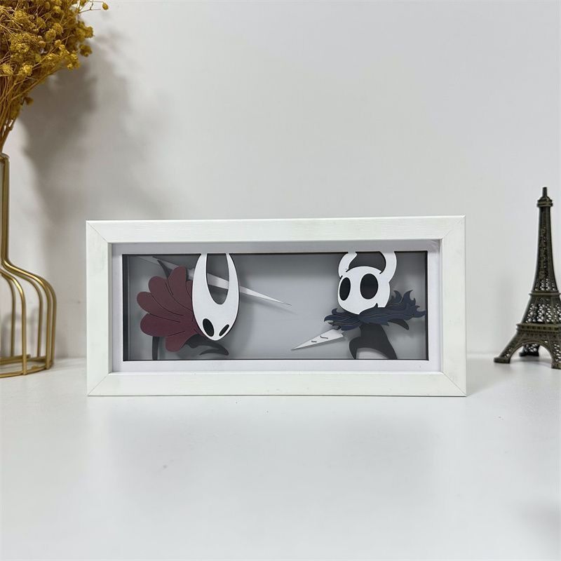 Decor Lighting Fans - ホロウナイト ペーパーカットライトボックス LEDナイトライト ゲーム周辺機器 デスクトップ雰囲気ランプ ゲーミングルーム装飾