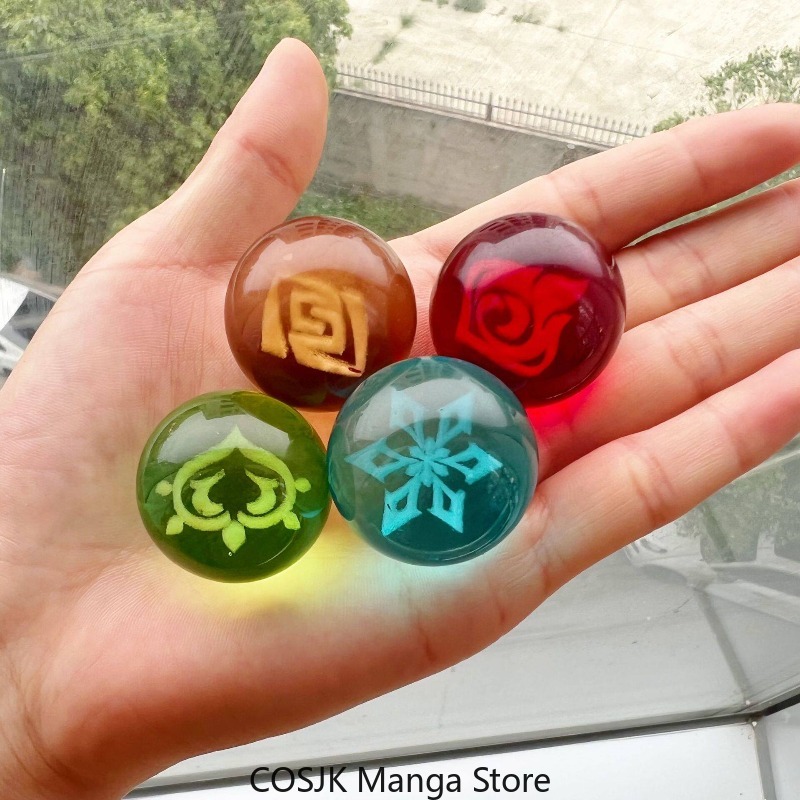 Elements Lighting Decor - ゲーム原神インパクトエレメントガラスボールナイトライト寝室の装飾品デスクトップヘッドボード装飾アニメーション雰囲気ルームランプ