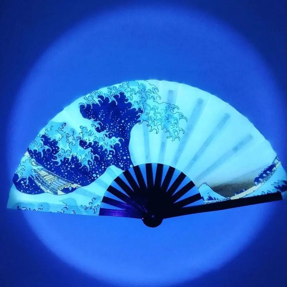Decor Lighting Fans - ライト付き扇子 大型折りたたみ式扇子 カラフル折りたたみ式ハンドヘルドレイブファン 大型33cmレインボー折りたたみ扇子デコレーション