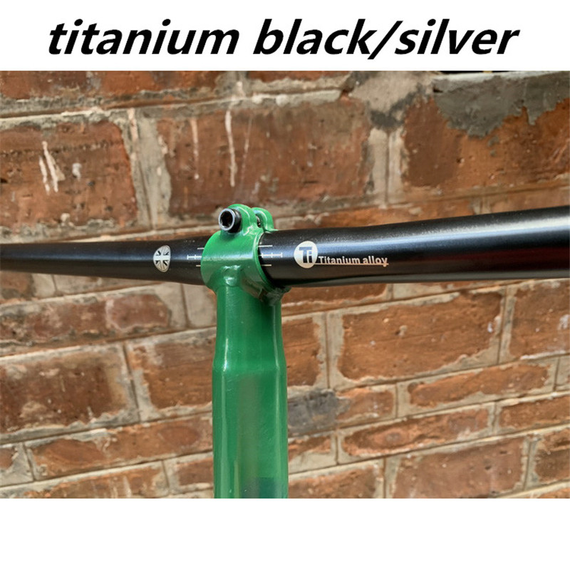 Union Lighting & Decor - ブロンプトン自転車用チタンハンドルバーsタイプ,25.4x560mm,超軽量,ブラック,シルバー
