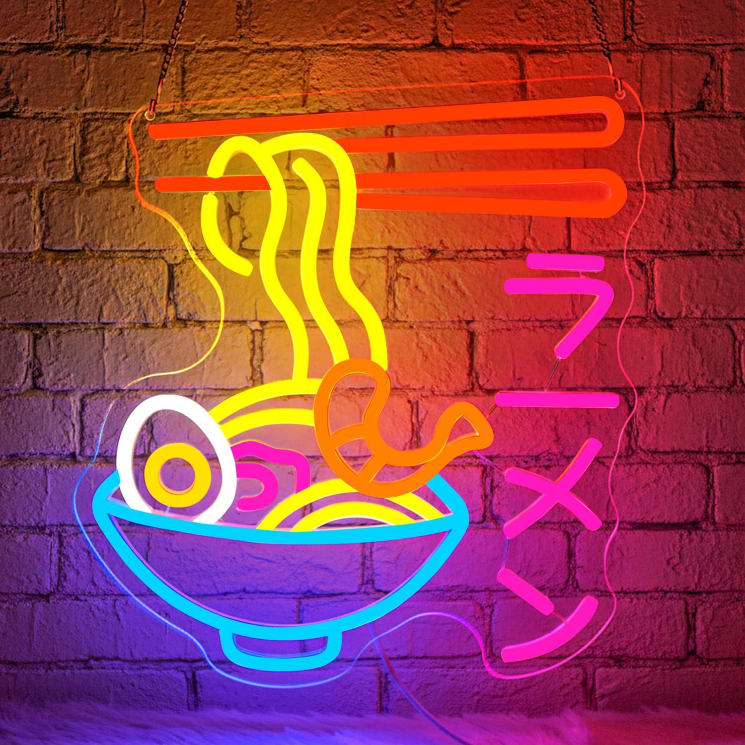 Restaurant Lighting Decoration - ラーメンネオンサイン、日本の麺鉢LEDネオンライト、ラーメン屋、レストラン、アニメルーム、キッチン装飾用のラーメンネオンサイン