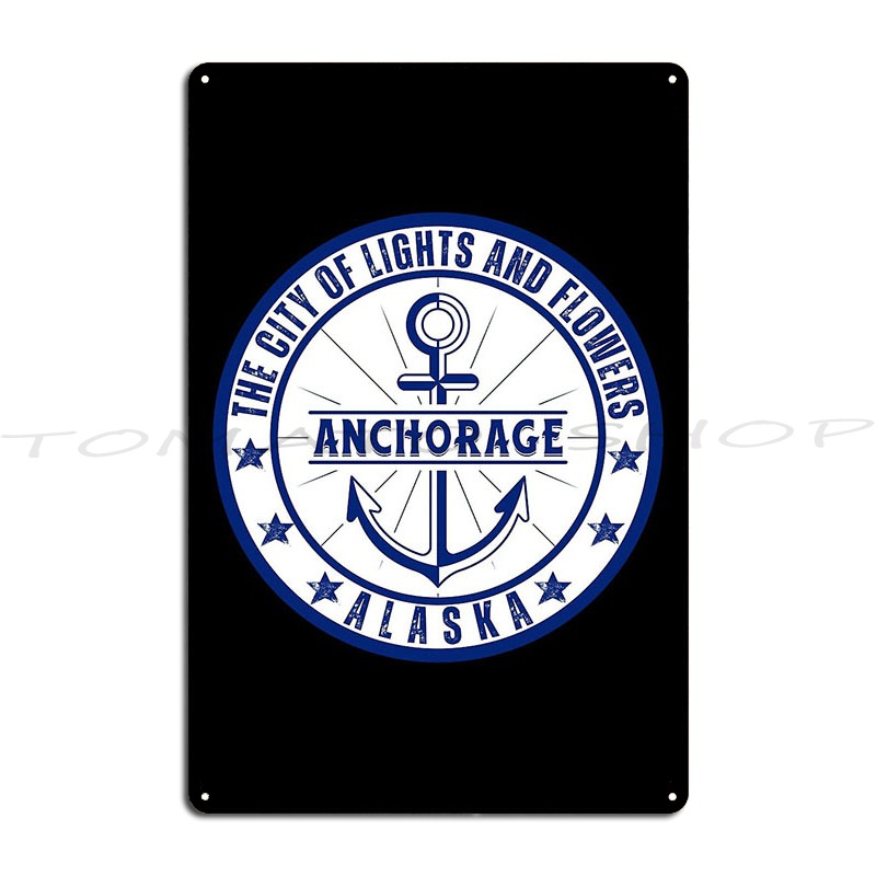 Decor Lighting Anchorage - アンカレッジ アラスカ 電灯と花の街 メタルプラーク バーの壁飾り レトロな家の装飾