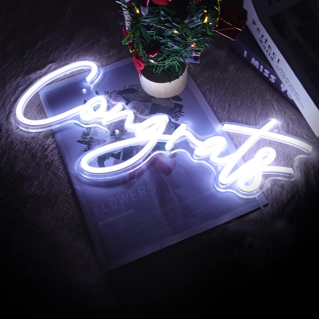 おめでとうネオンサイン USB調光可能LEDライト 卒業式  - Lighting Decor Wedding のレビューと価格