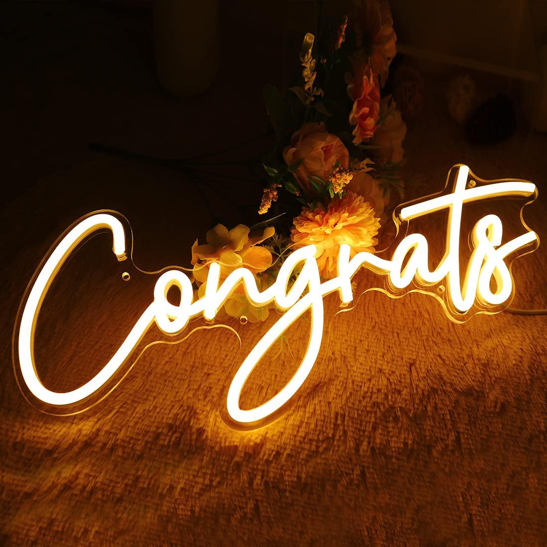 おめでとうネオンサイン USB調光可能LEDライト 卒業式  - Lighting Decor Wedding のレビューと価格
