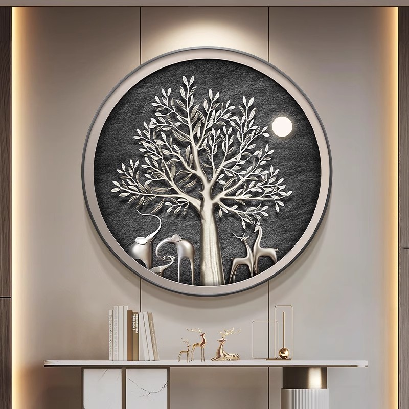 象をテーマにした円形ポーチ装飾画は、光の豪華さと高級感のある - Elements Lighting Decor のレビューと価格
