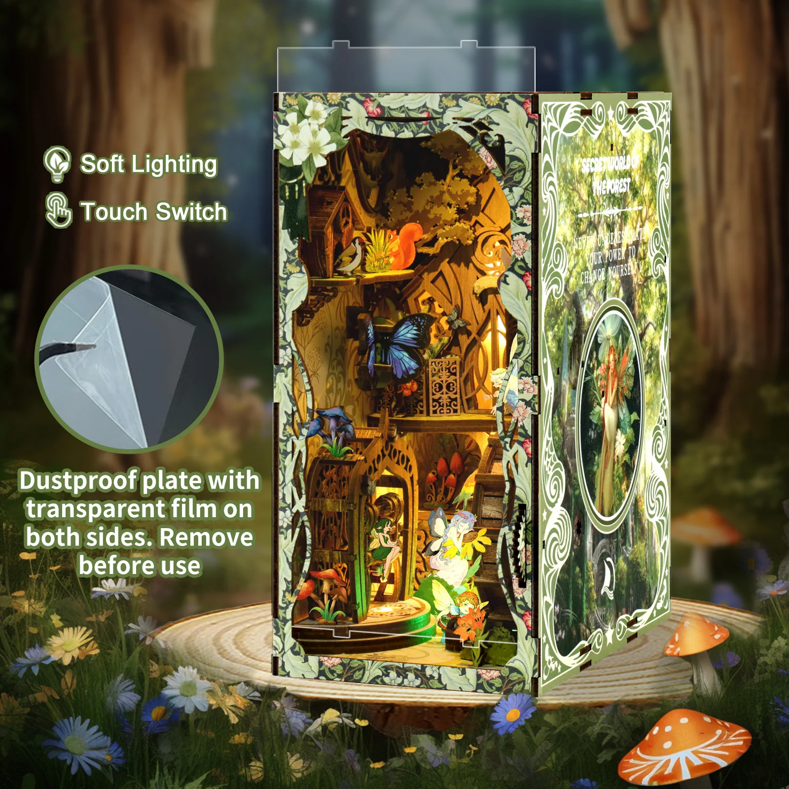 クールなDIYブックヌックミニチュアハウスキット 魔法の森木 - Lighting Decor House のレビューと価格