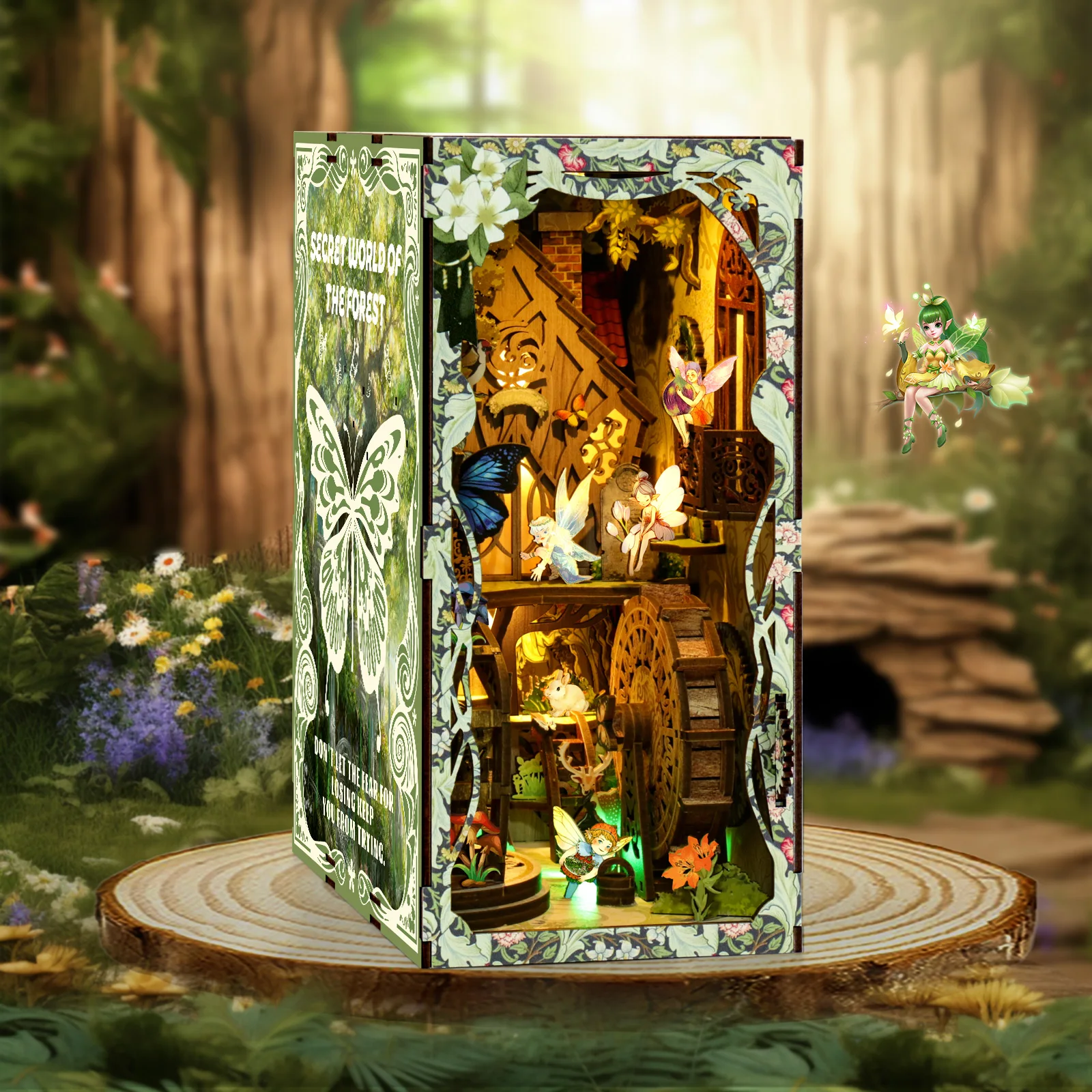 クールなDIYブックヌックミニチュアハウスキット 魔法の森木 - Lighting Decor House のレビューと価格
