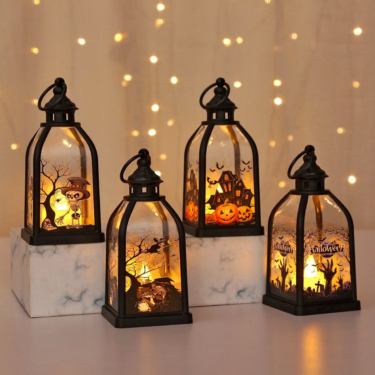 ハロウィンゴーストキャッスルテーマの吊り下げ式LEDランタン - Lighting Decor House のレビューと価格