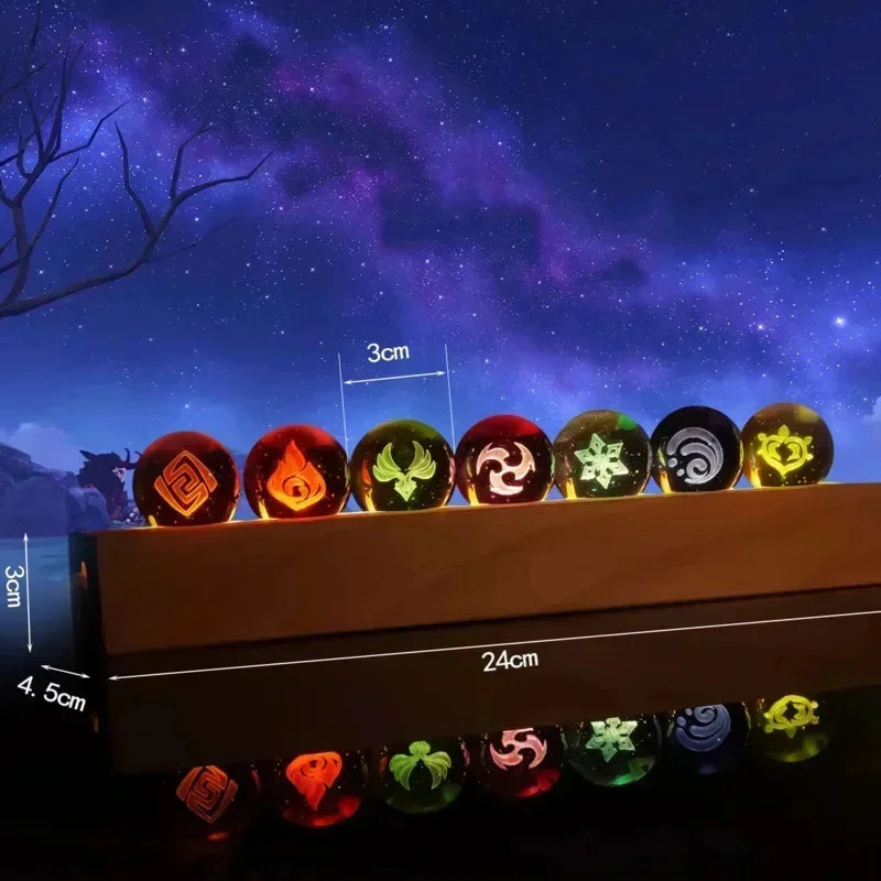 ゲームクリスタルボールフィギュアナイトライト七元素ボール 3 - Elements Lighting Decor のレビューと価格