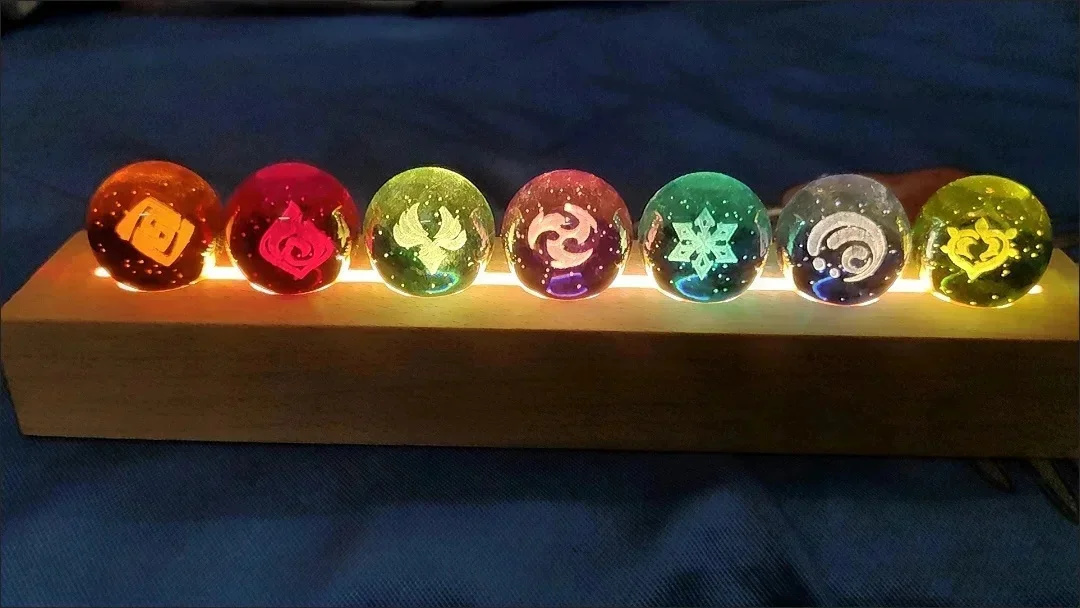 ゲームクリスタルボールフィギュアナイトライト七元素ボール 3 - Elements Lighting Decor のレビューと価格