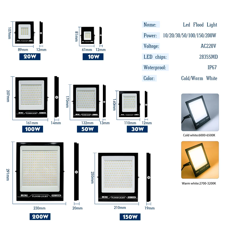 LED投光器 220V 10W 20W 30W 50W 10 - Lighting Decor Outdoor のレビューと価格