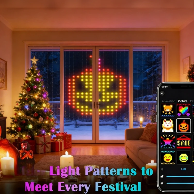 スマート400LEDカーテンライト、音楽同期DIYフェアリー - Lighting Decor Wedding のレビューと価格