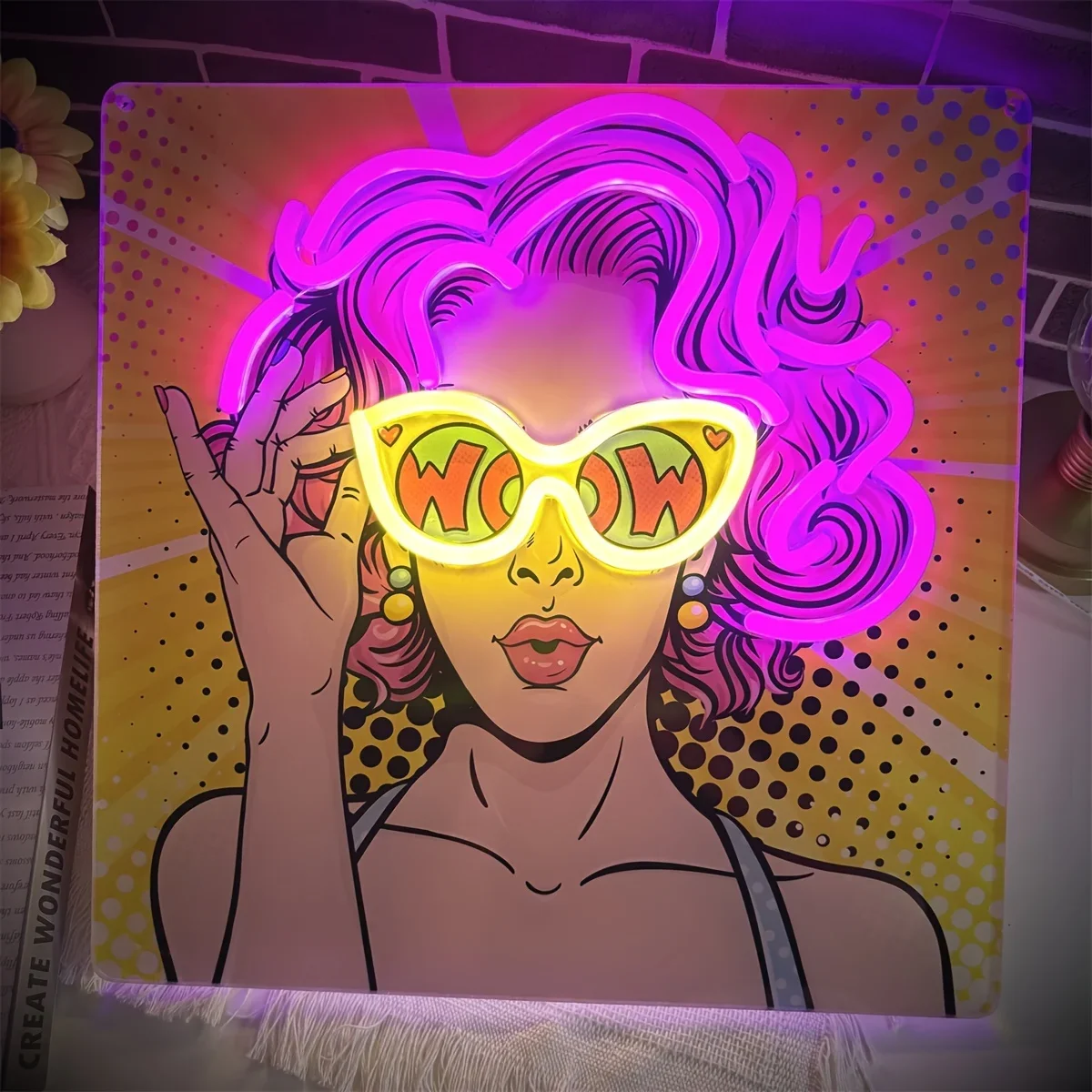 Wow Lady ポップアート LED ネオンサイン USB - Lighting Decor Wow のレビューと価格