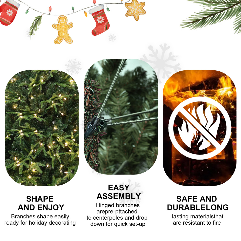 6.5フィートの電飾付き人工クリスマスツリー、450個の温白 - Lighting Decoration Stand のレビューと価格