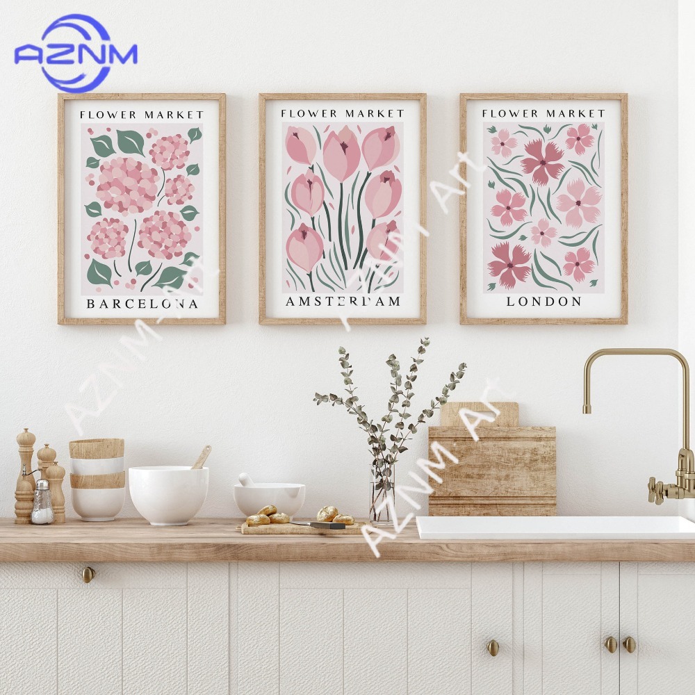 1 個/3 個 ピンク、新鮮で軽い、水彩画風、花市場、リビン - Lighting Decor Ideas のレビューと価格