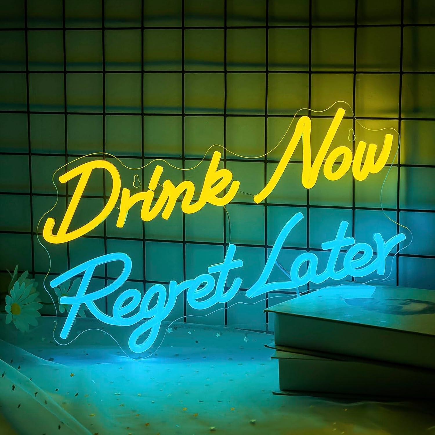 ビールネオンサイン「今すぐ飲んで後悔する」LEDライト、男性 - Restaurant Lighting Decoration のレビューと価格