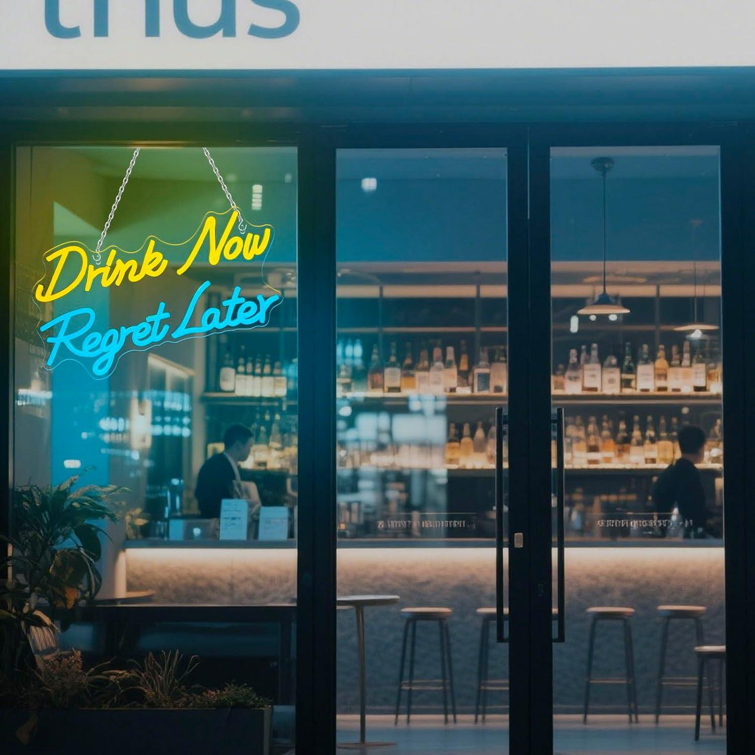 ビールネオンサイン「今すぐ飲んで後悔する」LEDライト、男性 - Restaurant Lighting Decoration のレビューと価格