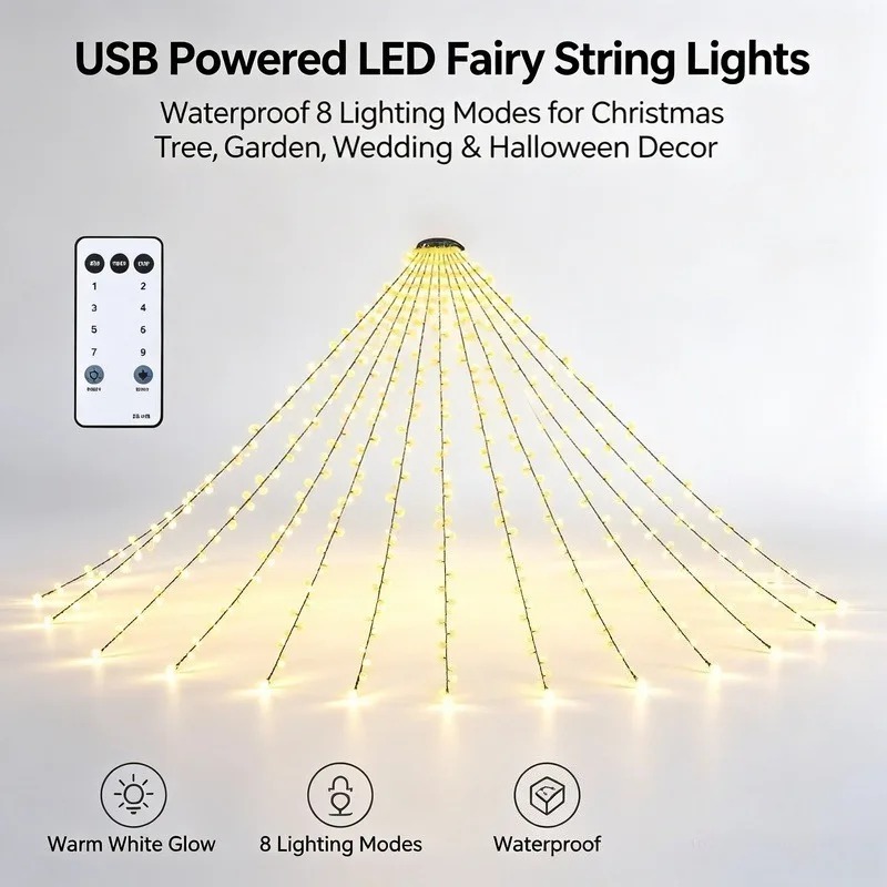 防水USB LEDストリングライト、クリスマスツリー、結婚式 - Lighting Decor Wedding のレビューと価格