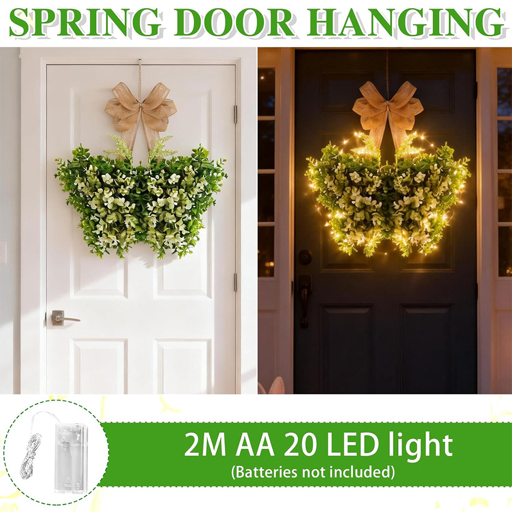 春のライト付きリースドアリング、蝶の要素を備えた鮮やかな花の - Elements Lighting Decor のレビューと価格