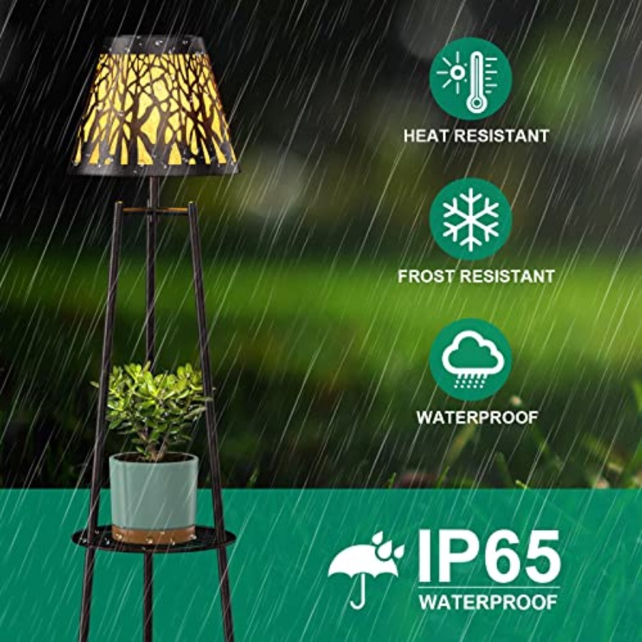 2パック屋外ソーラーフロアランプ、植物スタンド付き、防水メタ - Lighting Decor Outdoor のレビューと価格