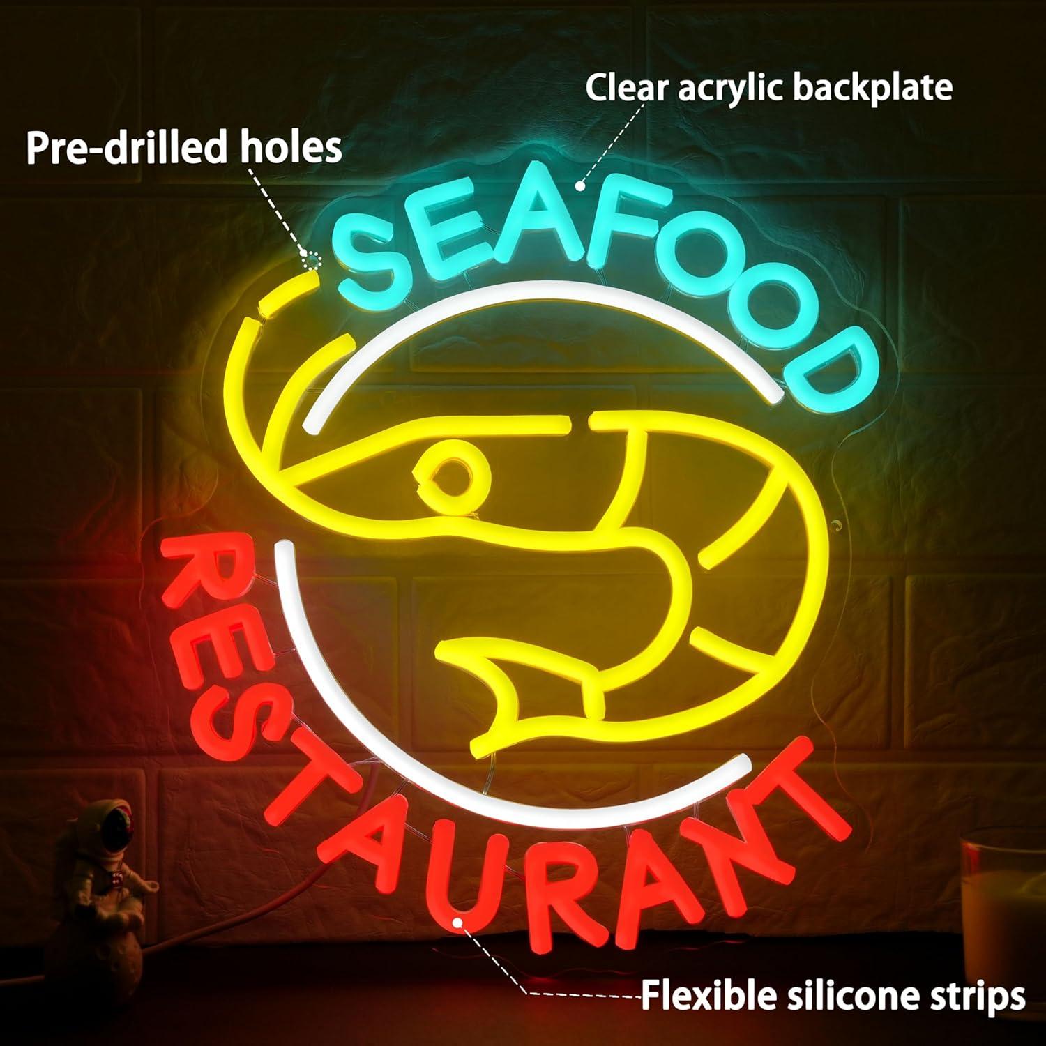 シーフードレストランネオンサイン調光可能なLEDライトキッチ - Restaurant Lighting Decoration のレビューと価格