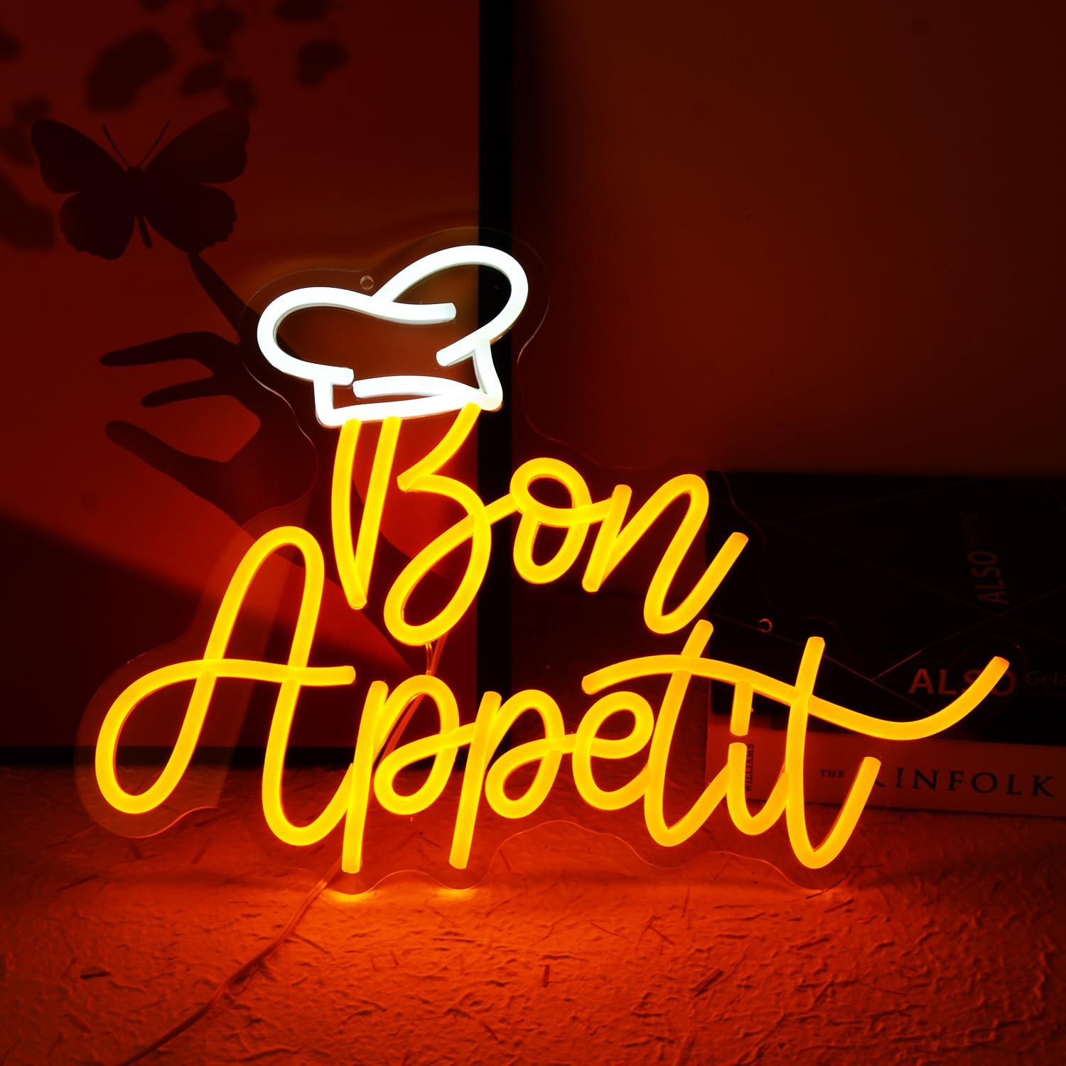 ボナペティットシェフハットネオンサイン調光可能なLEDライト - Restaurant Lighting Decoration のレビューと価格