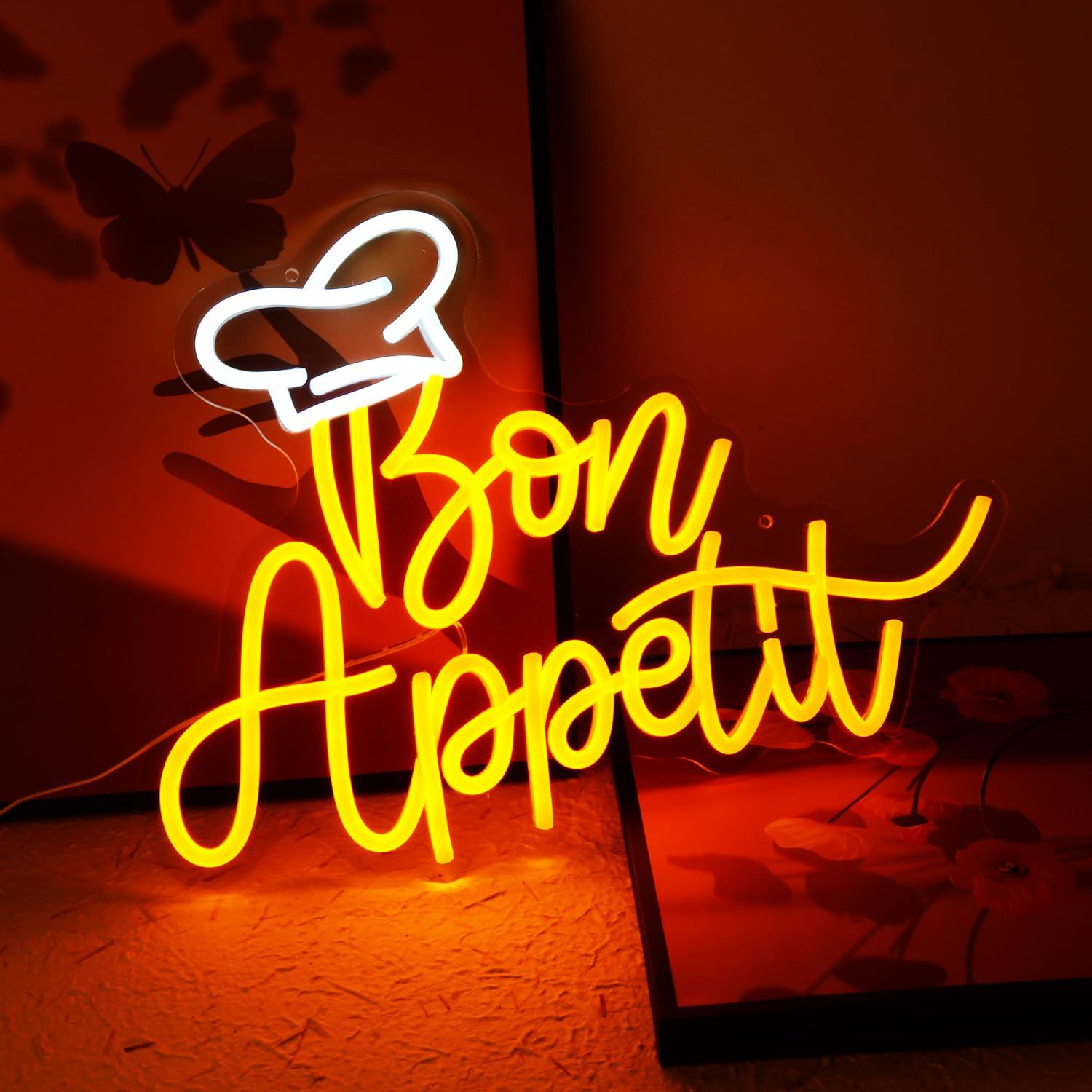 ボナペティットシェフハットネオンサイン調光可能なLEDライト - Restaurant Lighting Decoration のレビューと価格