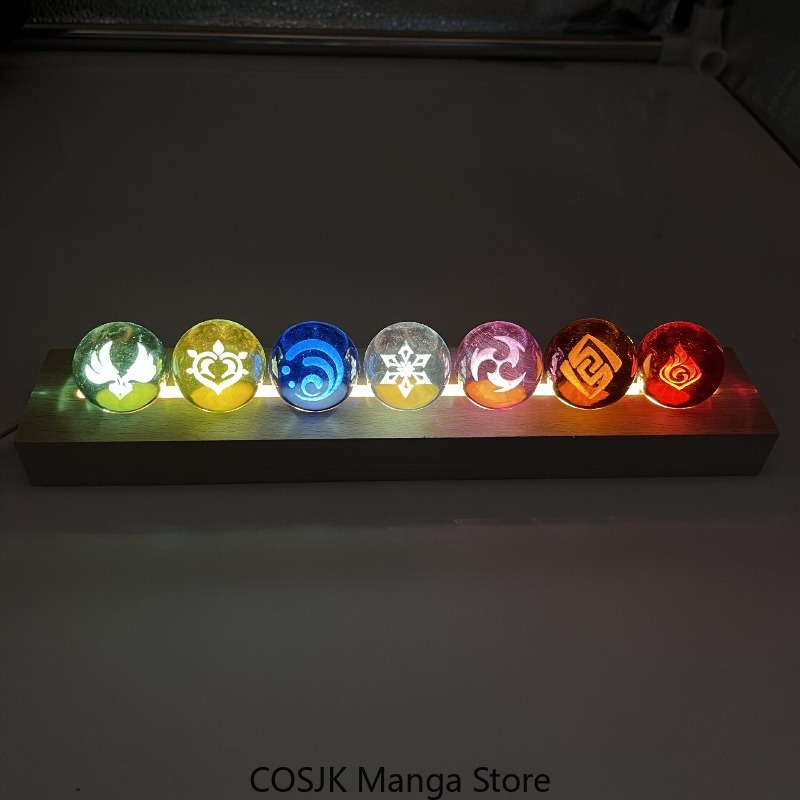 ゲーム原神インパクトエレメントガラスボールナイトライト寝室の - Elements Lighting Decor のレビューと価格