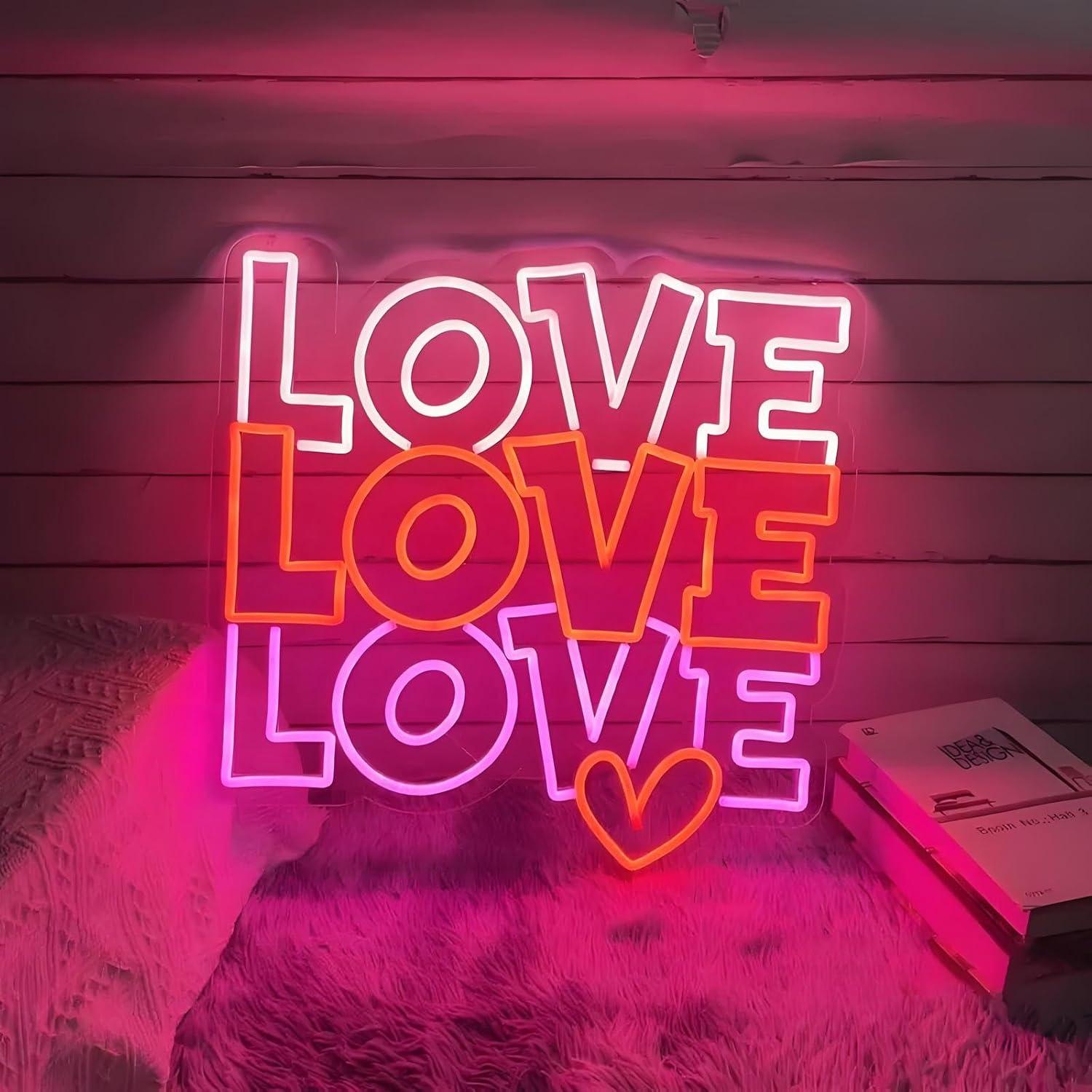 ラブネオンサイン USB調光可能LEDネオンライト 結婚式  - Lighting Decor Wedding のレビューと価格