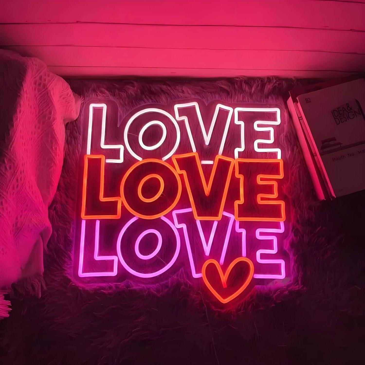 ラブネオンサイン USB調光可能LEDネオンライト 結婚式  - Lighting Decor Wedding のレビューと価格