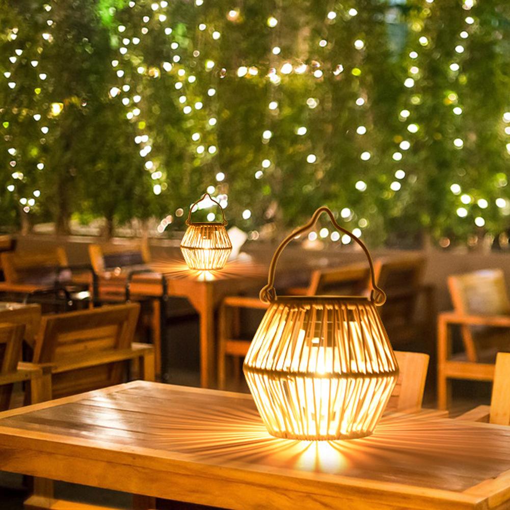 IP65防水ソーラーラタンランタン、吊り下げ式テーブルライト - Lighting Decor Outdoor のレビューと価格