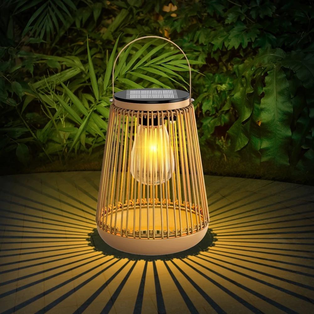 IP65防水ソーラーラタンランタン、吊り下げ式テーブルライト - Lighting Decor Outdoor のレビューと価格