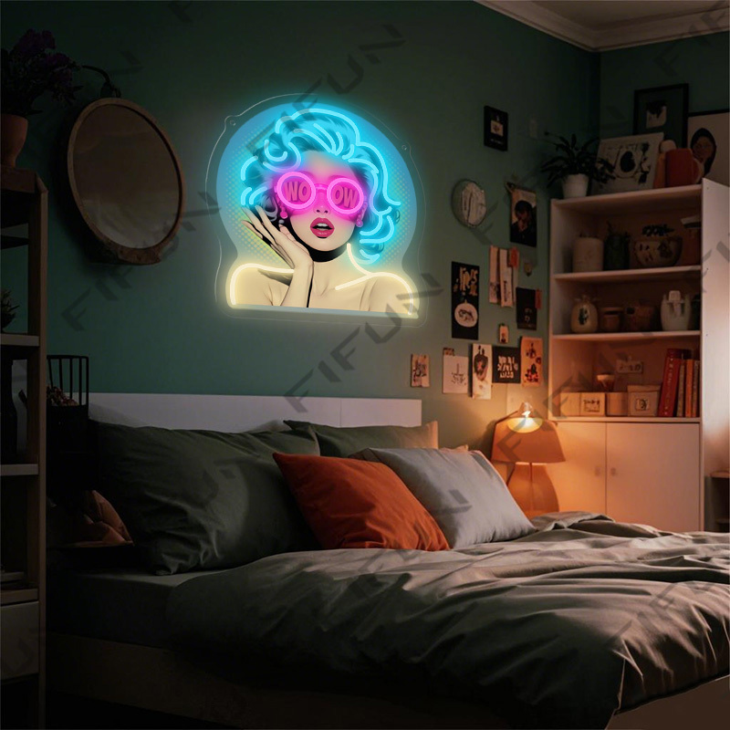 WOWカールガールネオンサインUVプリントウォールアート、U - Lighting Decor Wow のレビューと価格