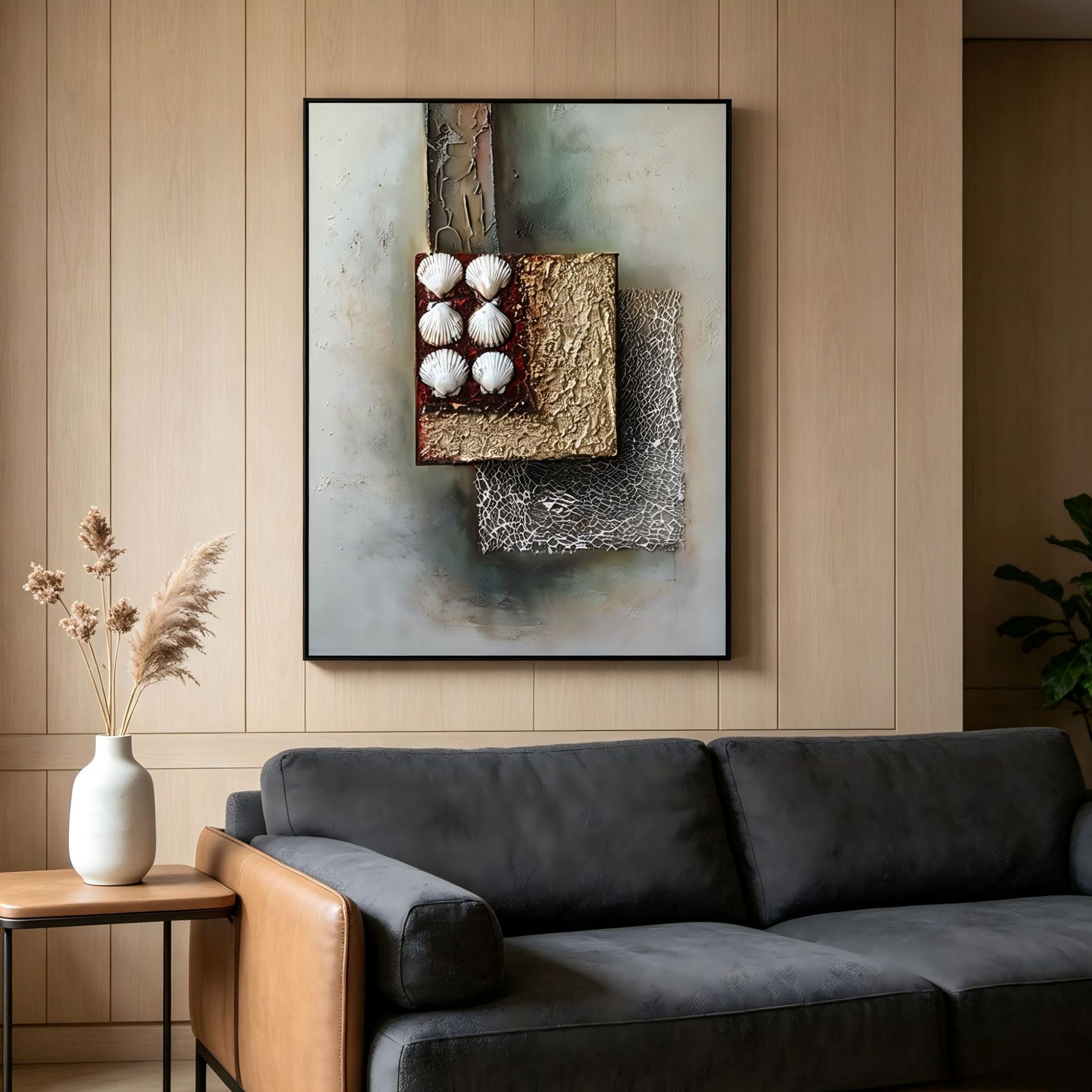 手描きの侘び寂び風の海の要素をあしらった装飾画、軽やかな高級 - Elements Lighting Decor のレビューと価格