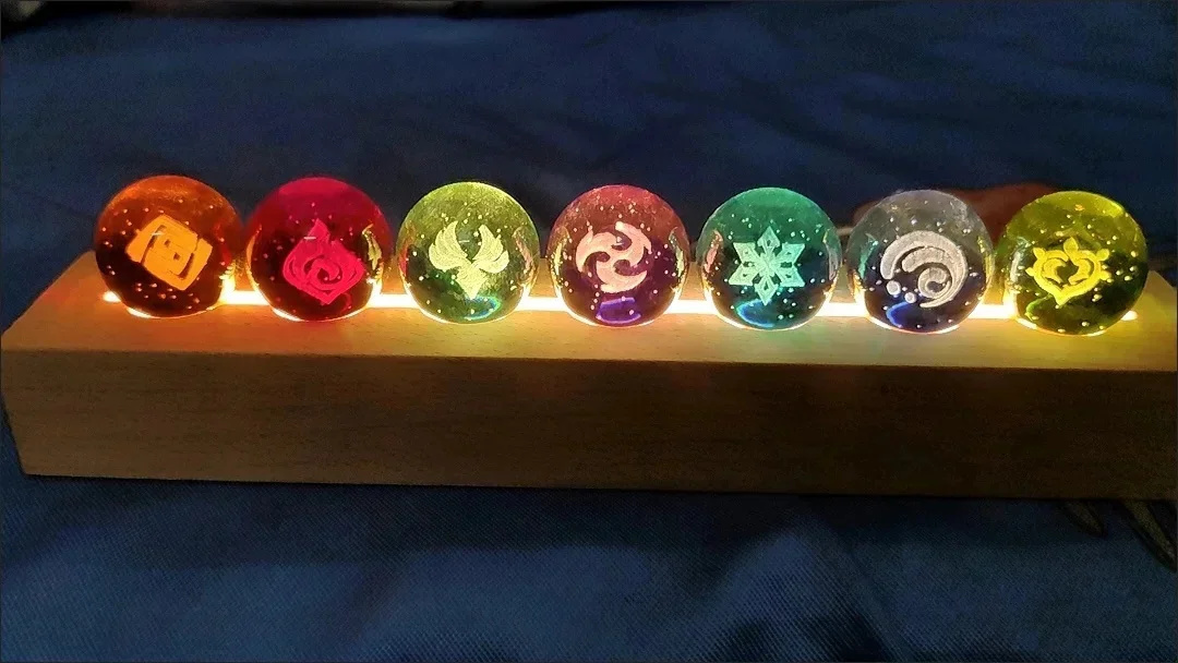 ゲンシン-インパクトクリスタルボール,7要素のボール,3Dモ - Elements Lighting Decor のレビューと価格