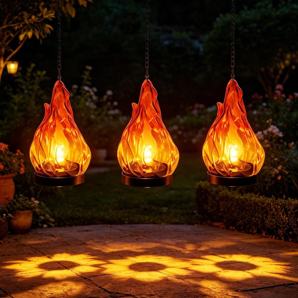 ソーラーフレームハンギングランタンライトIP65防水フリッカ - Lighting Decor Outdoor のレビューと価格