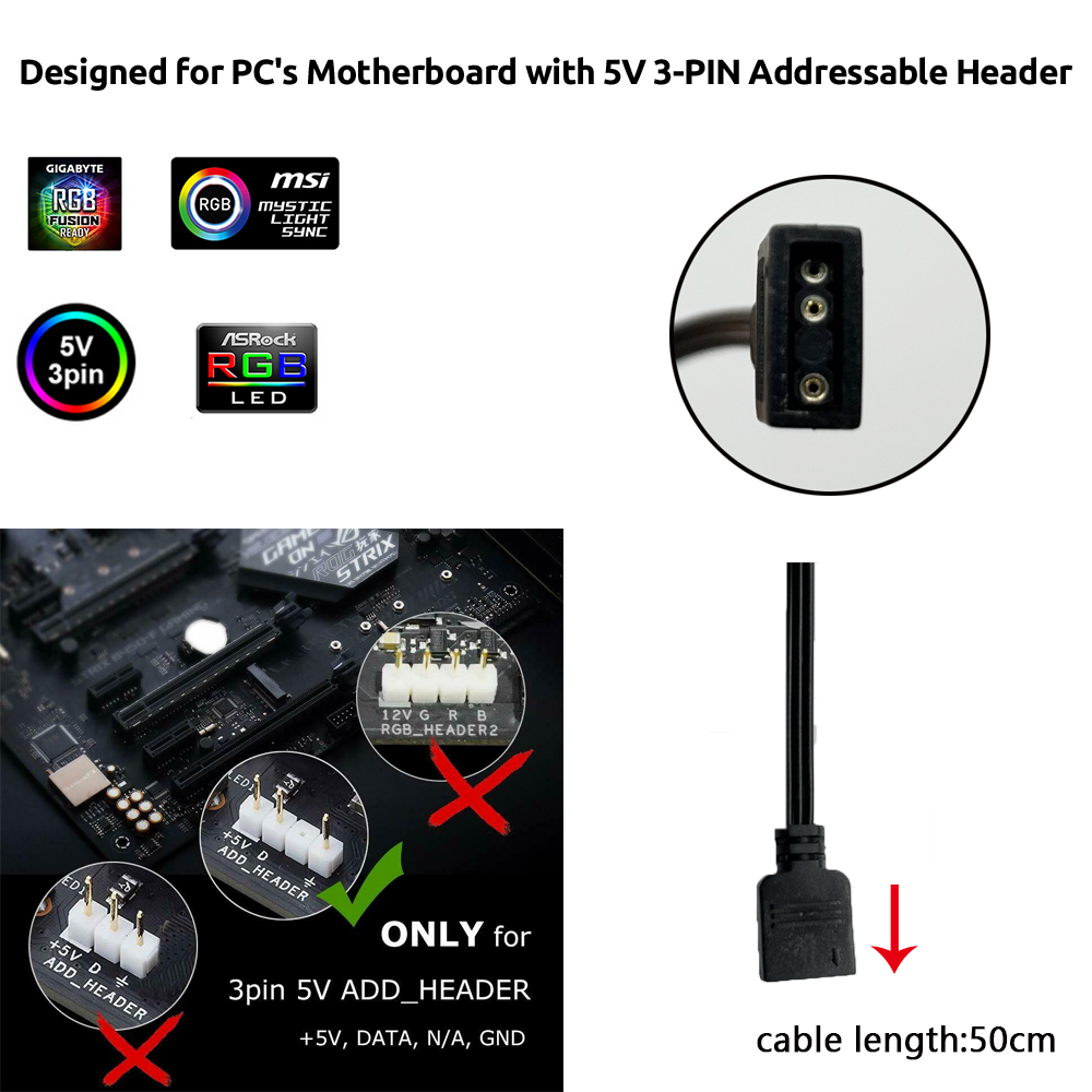 Asus Auraゲーミングケース用5V ARGB 3ピンヘ - Lighting Bolt Decor のレビューと価格